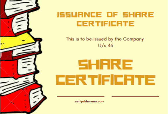 issuance of share certificate